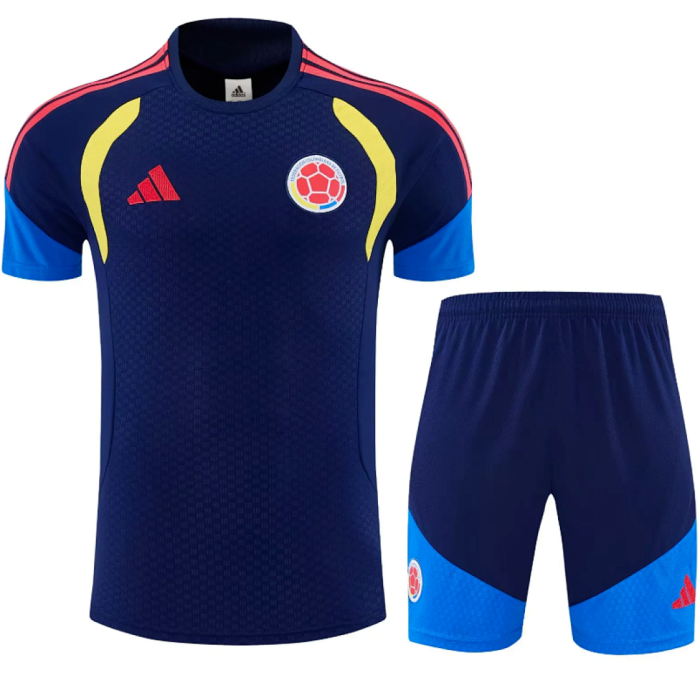 Adult Uniform 2026 Colombia Dark Blue Soccer Training Jersey and Shorts Football Kits