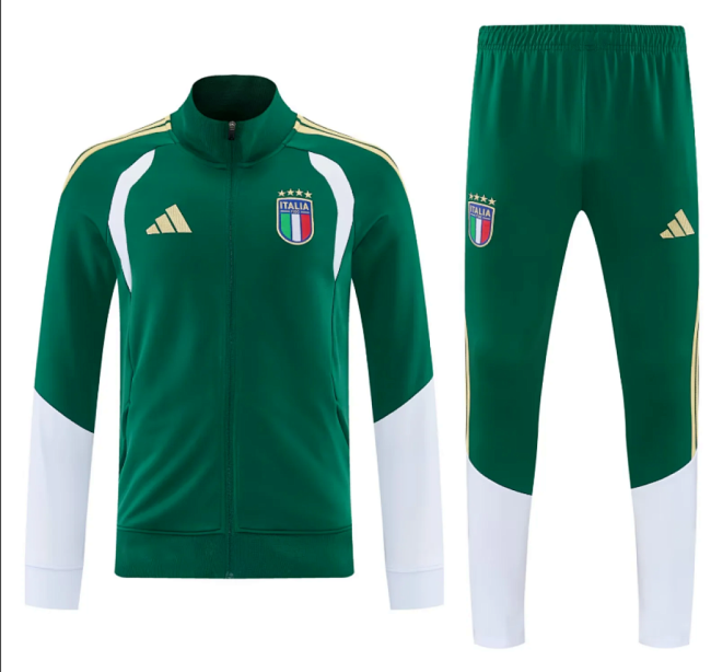 2026 Italy Green Soccer Jacket Football Jacket and Pants Tracksuit
