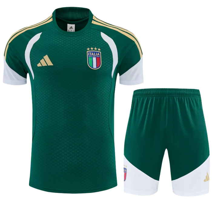 Adult Uniform 2026 Italy Green Soccer Training Jersey and Shorts Football Kits