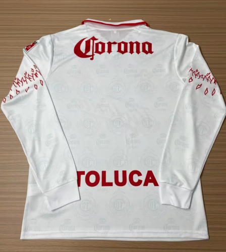 Long Sleeve Retro Jersey 1996-1997 Deportivo Toluca Away White Soccer Jersey Vintage Football Shirt