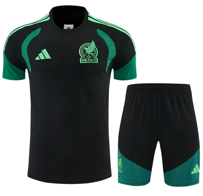 Adult Uniform 2026 Mexico Black Soccer Training Jersey and Shorts Football Kits
