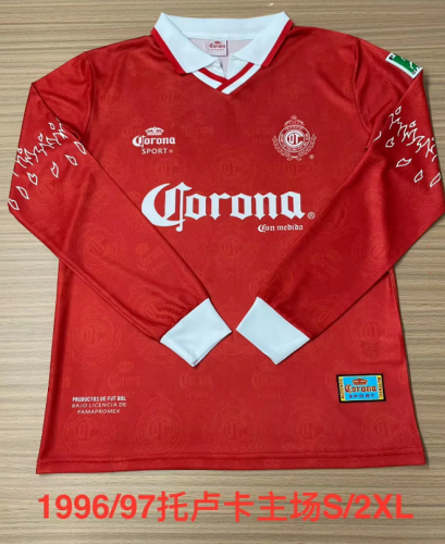 Long Sleeve Retro Jersey 1996-1997 Deportivo Toluca Home Soccer Jersey Vintage Football Shirt