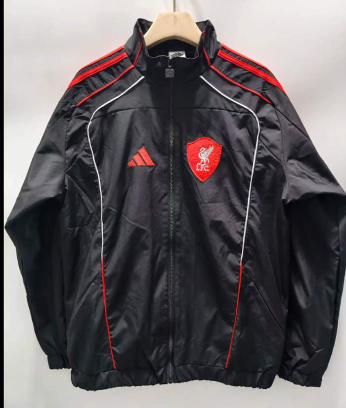 2025-2026 Liverpool Black/Red Soccer Windbreaker Jacket Football Jacket