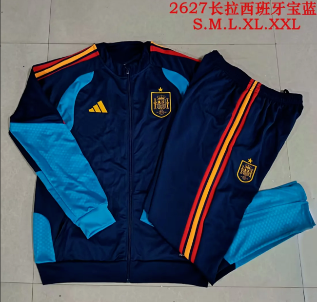 2026 Spain Dark Blue Soccer Jacket Football Jacket and Pants