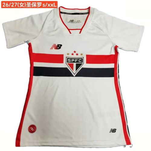 Women 2025-2026 Sao Paulo Home Soccer Jersey Girl Football Shirt