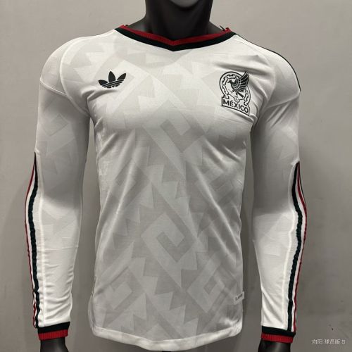 Player Version Long Sleeve 2026 Mexico Away White Soccer Jersey Football Shirt