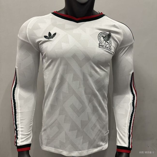 Player Version Long Sleeve 2026 Mexico Away White Soccer Jersey Football Shirt