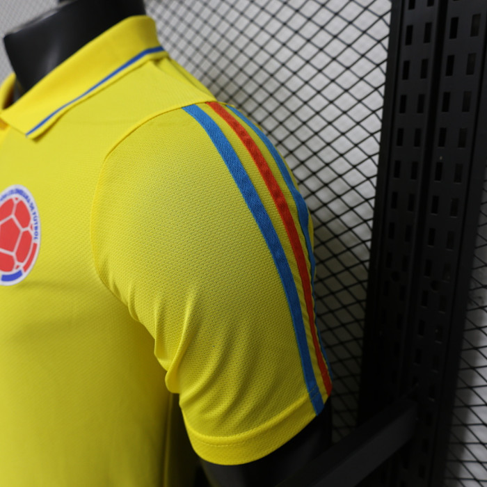 Player Version 2026 Colombia Yellow Soccer Polo
