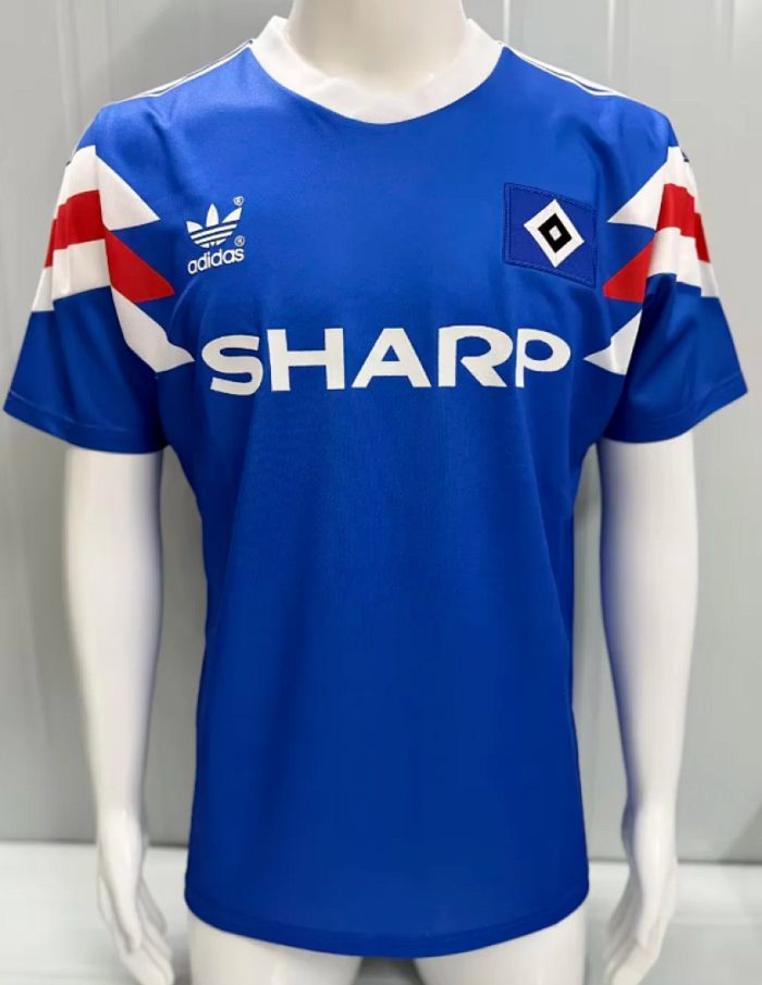 Retro Jersey 1990-1991 HSV Hamburg SV Away Blue Soccer Jersey Hamburger Vintage Football Shirt