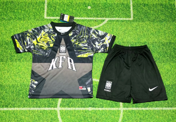 Youth Uniform Kids Kit 2026 South Korea Goalkeeper Soccer Jersey Shorts Child Football Set