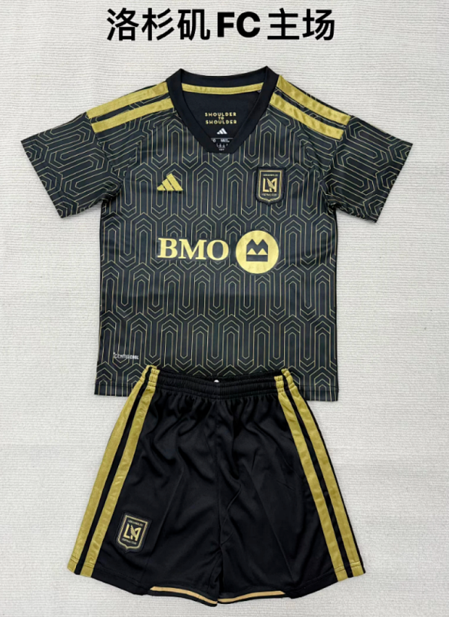 Youth Uniform Kids Kit 2025-2026 Los Angeles FC Home Soccer Jersey Shorts Child Football Set