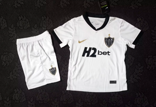 Youth Uniform Kids Kit 2025-2026 Atletico Mineiro Away White Soccer Jersey Shorts Child Football Set