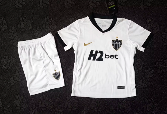 Youth Uniform Kids Kit 2025-2026 Atletico Mineiro Away White Soccer Jersey Shorts Child Football Set