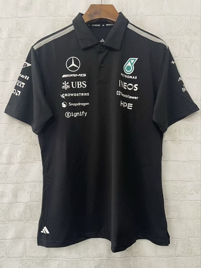 Mercedes 2026-2027 Black T-Shirt Racing Polo