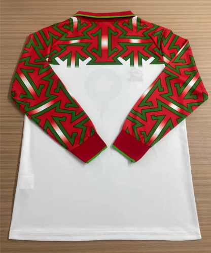 Long Sleeve Retro Jersey 1994-1995 Morocco Third Away White Soccer Jersey Football Shirt