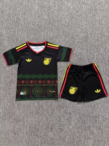 Youth Uniform Kids Kit 2026 Jamaica Away Black Soccer Jersey Shorts Child Football Set