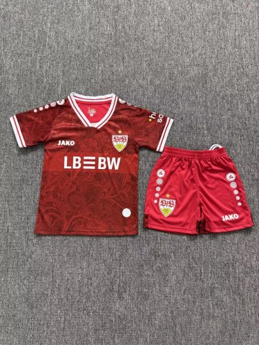 Youth Uniform Kids Kit 2026-2027 Stuttgart Away Red Soccer Jersey Shorts Horona Child Football Set
