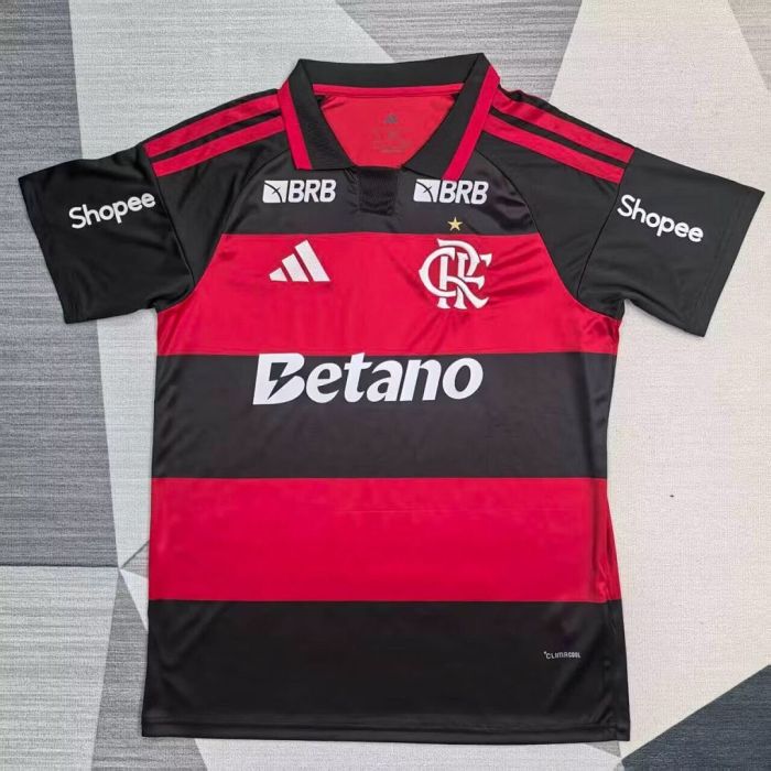 with Sponor Logo Fan Version 2026-2027 Flamengo Home Soccer Jersey Football Shirt