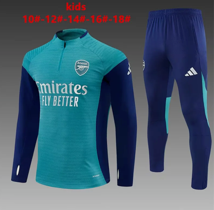 Youth 2026-2027 Arsenal Green Soccer Training Sweater and Pants Child Football Kit