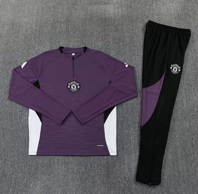2026 Manchester United Purple Soccer Training Sweater and Pants Football Kit