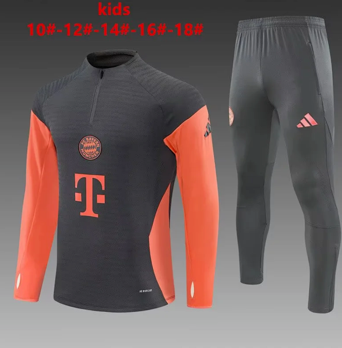 Youth 2026-2027 Bayern Munich Grey Soccer Training Sweater and Pants Child Football Kit