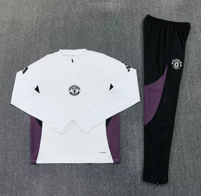 2026 Manchester United White Soccer Training Sweater and Pants Football Kit