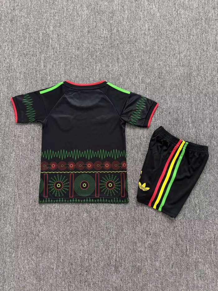 Youth Uniform Kids Kit 2026 Jamaica Away Black Soccer Jersey Shorts Child Football Set