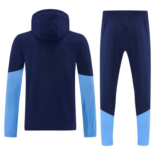 with Caps 2026 Argentina Dark Blue Soccer Windbreaker Hoodie and Pants Football Hoody