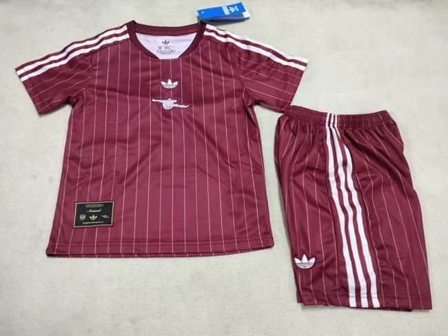 Youth Uniform Kids Kit 2026-2027 Arsenal Maroon Icon Soccer Jersey Shorts Child Football Set