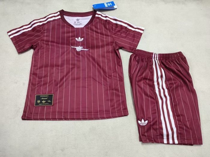 Youth Uniform Kids Kit 2026-2027 Arsenal Maroon Icon Soccer Jersey Shorts Child Football Set