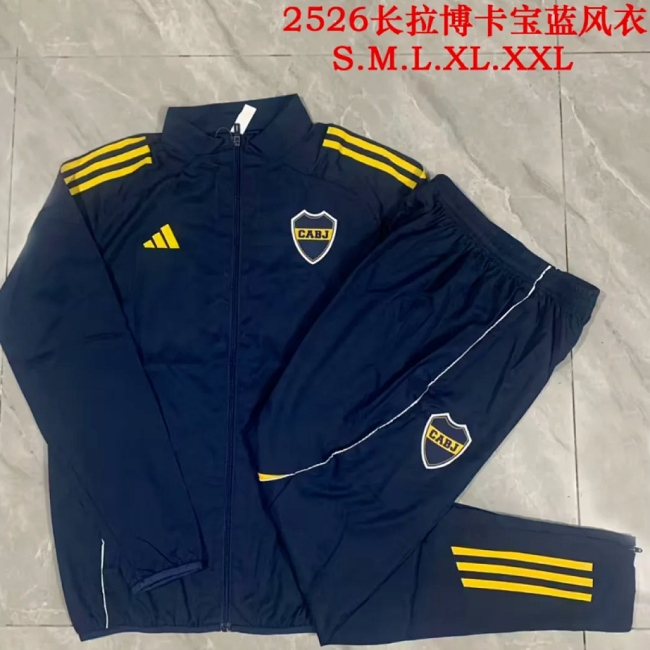 2025-2026 Boca Junior Dark Blue Soccer Windbreaker Jacket Football Jacket and Pants
