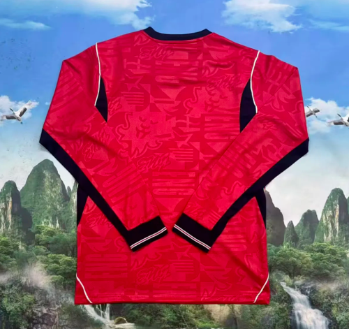 Long Sleeve Fan Version 2026 England Away Red Soccer Jersey Football Shirt
