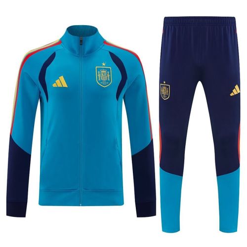 2026 Spain Blue Soccer Windbreaker Jacket Football Jacket and Pants