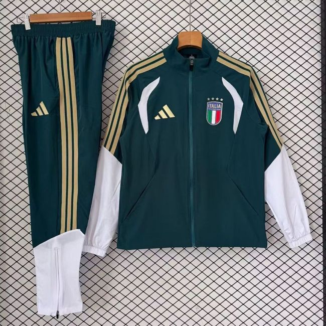 Adult 2026-2027 Italy Green/White Soccer Jacket and Long Pants Football Tracksuit