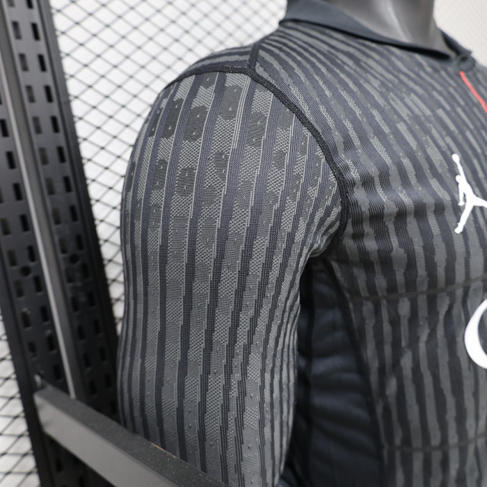 Long Sleeve Player Version 2025-2026 PSG Fourth Away Black Soccer Jersey Paris Football Maillot