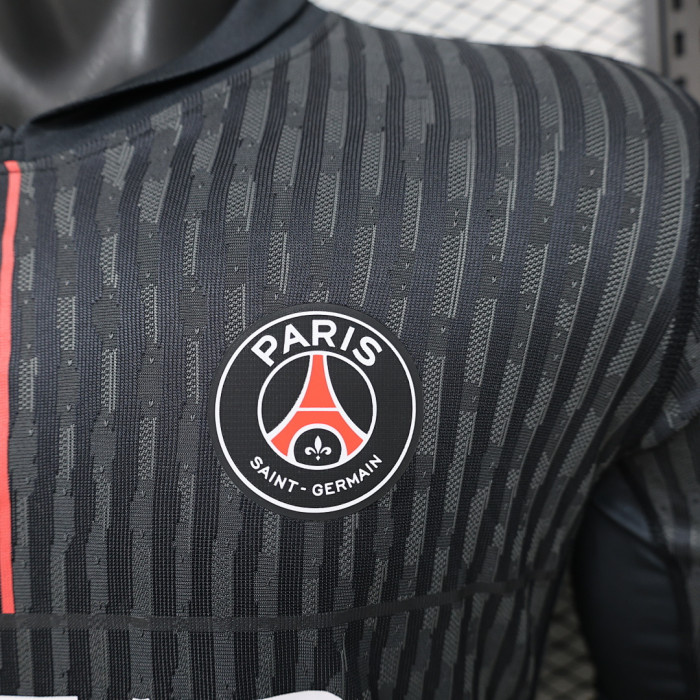 Long Sleeve Player Version 2025-2026 PSG Fourth Away Black Soccer Jersey Paris Football Maillot