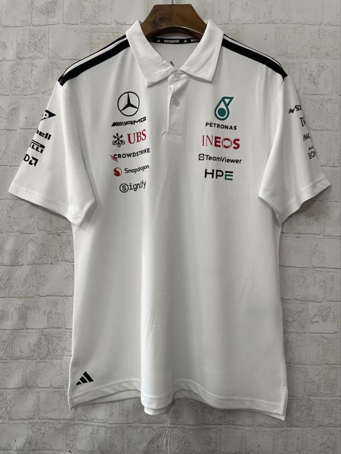 Mercedes 2026-2027 White T-Shirt Racing Polo