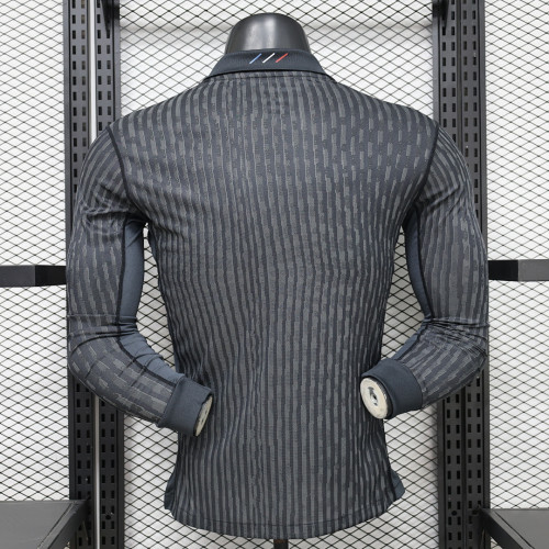 Long Sleeve Player Version 2025-2026 PSG Fourth Away Black Soccer Jersey Paris Football Maillot