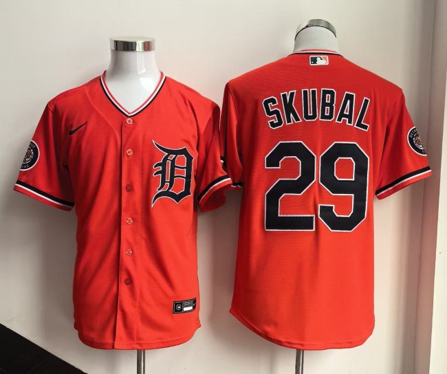 Detroit Tigers 29 SKUBAL Orange Cool MLB Jersey Baseball Shirt