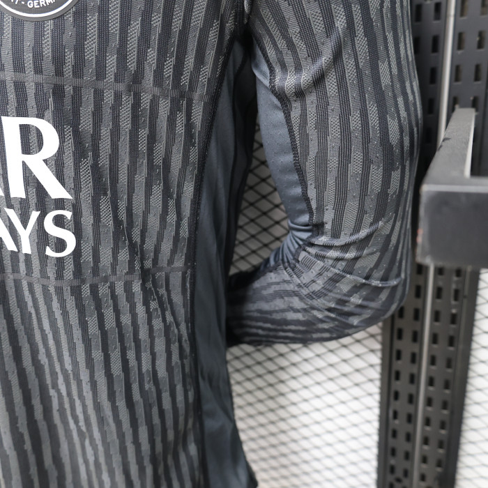 Long Sleeve Player Version 2025-2026 PSG Fourth Away Black Soccer Jersey Paris Football Maillot