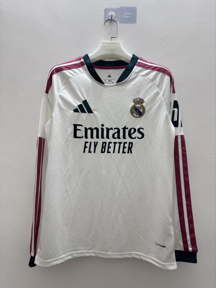 Long Sleeve 2026-2027 Real Madrid Home Soccer Jersey Real Football Shirt