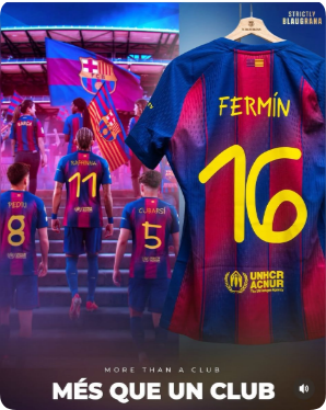 with Special Fonts Barca Camisetas de Futbol Player Version 2025-2026 Barcelona FERMIN 16 Home Soccer Jersey