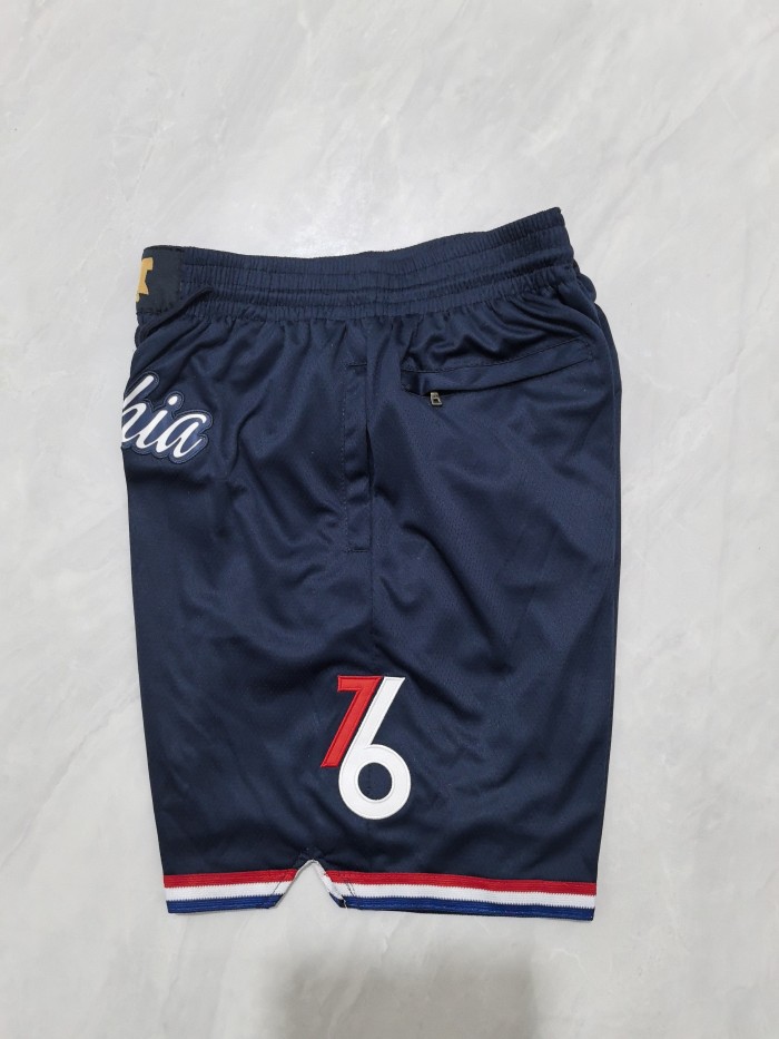 with Pocket 2026 City Edition Philadelphia 76ers Dark Blue NBA Shorts Basketball Pant