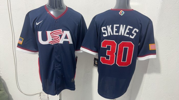 World Baseball Classic Jersey USA SKENES 30 Dark Blue Baseball Jersey United States WBC MLB Shirt