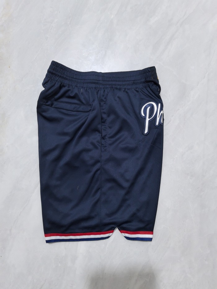 with Pocket 2026 City Edition Philadelphia 76ers Dark Blue NBA Shorts Basketball Pant
