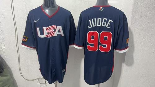 World Baseball Classic Jersey USA JUDGE 99 Dark Blue Baseball Jersey United States WBC MLB Shirt