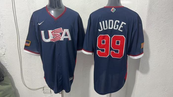 World Baseball Classic Jersey USA JUDGE 99 Dark Blue Baseball Jersey United States WBC MLB Shirt
