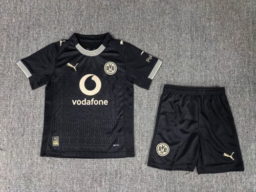 Youth Uniform Kids Kit Borussia Dortmund 2026-2027 Black Rote Erde special edition Soccer Jersey Shorts BVB Child Football Set