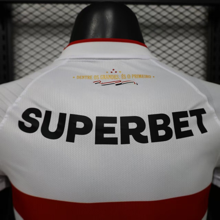 with Sponor Logo Player Version 2026-2027 Sao Paulo Home Soccer Jersey Football Shirt