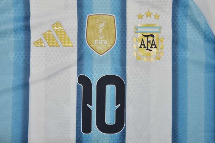 with FIFA World Champions 2022 Patch Fan Version 2026 Argentina MESSI 10 Home Soccer Jersey Football Shirt